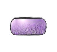 HAHAFU Romantic Purple Lavender Clear PVC Pencil Case,Transparent Makeup Bag for School,Office,Travel Gym Accessories Organizer (Full Print Front Panel)