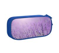 HAHAFU Romantic Purple Lavender Double Layer Large Capacity Pencil Case, Full Print Oxford-Cloth Pencil Pouch with Multiple Compartments