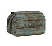 HAHAFU Rustic Old Barn Wood Flip-Top Double-Layer Pencil Case,Large Capacity (Holds 50 Pens/Pencis),Full-Print Durable Polyester School Office Supplies