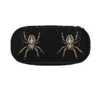 HAHAFU Scary Spider Double Zipper Pencil Case Makeup Bag,Large Capacity Crush-Resistant Polyester Organizer for School Office Travel