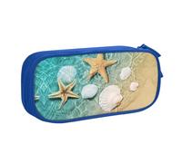 HAHAFU Sea Shell Double Layer Large Capacity Pencil Case, Full Print Oxford-Cloth Pencil Pouch with Multiple Compartments,Customizable Smooth Zipper Stationery Bag