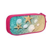 HAHAFU Sea Shell Double Layer Large Capacity Pencil Case, Full Print Oxford-Cloth Pencil Pouch with Multiple Compartments,Customizable Smooth Zipper Stationery Bag