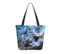 HAHAFU Sea Stones Women'S Large Shopping Tote Bag, Lightweight Durable Polyester Tote With All-Over Print,Foam Padded For Protection