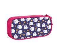 HAHAFU Sheep Double Layer Large Capacity Pencil Case, Full Print Oxford-Cloth Pencil Pouch with Multiple Compartments