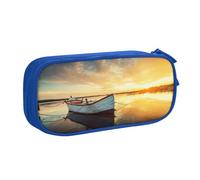 HAHAFU Small Boat On The Water Double Layer Large Capacity Pencil Case,Print Oxford-Cloth Pencil Pouch with Multiple Compartments