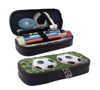 HAHAFU Soccer Ball Pencil Case for Girls Boys,Leather Personalised Print Large Stationery Pencil Case with Compartments.