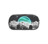 HAHAFU Space and Moon Clear Pencil Case with Full Print On Front Panel,Transparent PVC Pouch, Lightweight Wear-Resistant, Zipper Closure for School, Office, Travel
