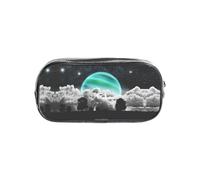 HAHAFU Space and Moon Clear PVC Pencil Case,Transparent Makeup Bag for School,Office,Travel Gym Accessories Organizer (Full Print Front Panel)