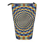 HAHAFU Spiral Optical Illusion GIF Telescopic Pencil Case, Oxford-Cloth Adjustable Pencil Pouch with Zipper, Multi-Functional Portable Stationery Bag for School Office