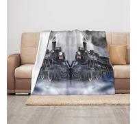 HAHAFU Steam Train Clouds Warm Throw Blanket, Personalised Print Absorbent Soft Flannel Blanket For Bed Sofa 125x100cm