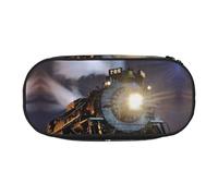 HAHAFU Steam Train Double Zipper Pencil Case Makeup Bag,Large Capacity Crush-Resistant Polyester Organizer for School Office Travel