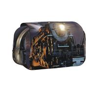 HAHAFU Steam Train Flip-Top Double-Layer Pencil Case,Large Capacity (Holds 50 Pens/Pencis),Full-Print Durable Polyester School Office Supplies