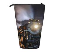 HAHAFU Steam Train Telescopic Pencil Case, Oxford-Cloth Adjustable Pencil Pouch with Zipper, Multi-Functional Portable Stationery Bag for School Office