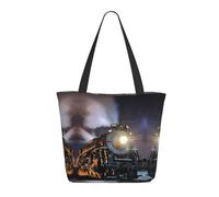 HAHAFU Steam Train Women'S Large Shopping Tote Bag, Lightweight Durable Polyester Tote With All-Over Print,Foam Padded For Protection