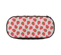 HAHAFU Strawberry Double Zipper Pencil Case Makeup Bag,Large Capacity Crush-Resistant Polyester Organizer for School Office Travel