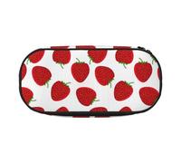 HAHAFU Strawberry Double Zipper Pencil Case Makeup Bag,Large Capacity Crush-Resistant Polyester Organizer for School Office Travel