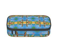 HAHAFU Summer Parrot Pineapple Birds Durable Large Capacity Pencil Case with Multiple Compartments,Print Water-Resistant Polyester School Supplies Organizer (Square Design)