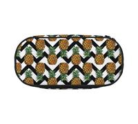 HAHAFU Summer Pineapple Double Zipper Pencil Case Makeup Bag,Large Capacity Crush-Resistant Polyester OrganizerFor School Office Travel