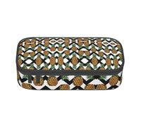 HAHAFU Summer Pineapple Durable Large Capacity Pencil Case with Multiple Compartments,Print Water-Resistant Polyester School Supplies Organizer (Square Design)