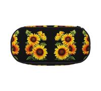 HAHAFU Summer Sunflower Double Zipper Pencil Case Makeup Bag,Large Capacity Crush-Resistant Polyester OrganizerFor School Office Travel