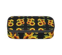 HAHAFU Summer Sunflower Durable Large Capacity Pencil Case with Multiple Compartments,Print Water-Resistant Polyester School Supplies Organizer (Square Design)