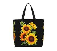 HAHAFU Summer Sunflower Multiprint Durable Water-Resistant Polyester Tote Shoulder Bag-Lightweight Casual Daypack For Shopping,School, Office Daily Use
