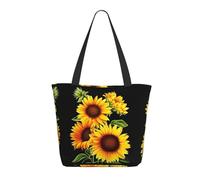 HAHAFU Summer Sunflower Women'S Large Shopping Tote Bag, Lightweight Durable Polyester Tote With All-Over Print,Foam Padded For Protection