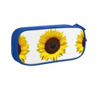 HAHAFU Sunflower Background Double Layer Large Capacity Pencil Case, Full Print Oxford-Cloth Pencil Pouch with Multiple Compartments