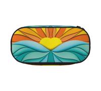 HAHAFU Sunset and Sunrise Double Zipper Pencil Case Makeup Bag,Large Capacity Crush-Resistant Polyester Organizer with 4 Pen Slots and Mesh Pocket for School Office Travel (Full Print Design)