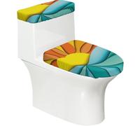 HAHAFU Sunset And Sunrise Toilet Decorative 2-Piece Set With All-Over Print,Stretchable Toilet Lid Cover, Soft Elastic Fabric For Home Decoration