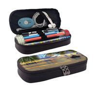HAHAFU Sunset at The Beach Pencil Case for Girls Boys,Leather Personalised Print Large Stationery Pencil Case with Compartments.