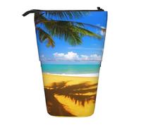 HAHAFU Sunset Palm Vertical Expandable Pencil Case with All-Over Print,Durable Oxford-Fabric, Adjustable Height (10.5cm to 18cm),3 Inner Slots,Multi-Functional Pen Holder