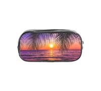 HAHAFU Sunset with Tropical Palm Trees Twilight Scenery Clear Pencil Case with Full Print On Front Panel,Transparent PVC Pouch, Lightweight Wear-Resistant, Zipper Closure for School, Office, Travel