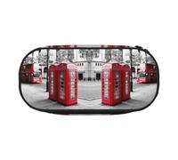 HAHAFU Telephone Booth Double Zipper Pencil Case Makeup Bag,Large Capacity Crush-Resistant Polyester Organizer for School Office Travel