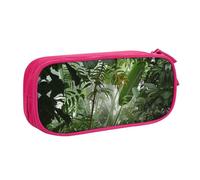 HAHAFU Tropical Rainforest Scene Double Layer Large Capacity Pencil Case, Full Print Oxford-Cloth Pencil Pouch with Multiple Compartments