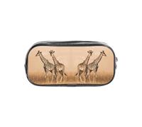 HAHAFU Two Giraffe Running On The Barren Clear Pencil Case with Full Print On Front Panel,Transparent PVC Pouch, Lightweight Wear-Resistant, Zipper Closure for School, Office, Travel