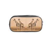 HAHAFU Two Giraffe Running On The Barren Clear PVC Pencil Case,Transparent Makeup Bag for School,Office,Travel Gym Accessories Organizer (Full Print Front Panel)