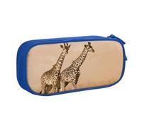 HAHAFU Two Giraffe Running On The Barren Double Layer Large Capacity Pencil Case, Full Print Oxford-Cloth Pencil Pouch with Multiple Compartments,Customizable Smooth Zipper Stationery Bag