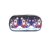 HAHAFU Universe Astronaut Rocket Galaxy Clear Pencil Case with Full Print On Front Panel,Transparent PVC Pouch, Lightweight Wear-Resistant, Zipper Closure for School, Office, Travel