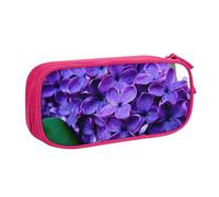 HAHAFU Violet Flower Double Layer Large Capacity Pencil Case, Full Print Oxford-Cloth Pencil Pouch with Multiple Compartments