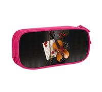 HAHAFU Violin Sheet Music Double Layer Large Capacity Pencil Case, Full Print Oxford-Cloth Pencil Pouch with Multiple Compartments