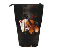 HAHAFU Violin Sheet Music Telescopic Pencil Case, Oxford-Cloth Adjustable Pencil Pouch with Zipper, Multi-Functional Portable Stationery Bag for School Office