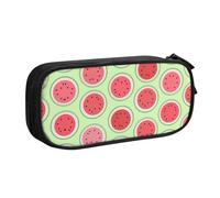 HAHAFU Watermelon Green Double Layer Large Capacity Pencil Case, Full Print Oxford-Cloth Pencil Pouch with Multiple Compartments