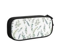 HAHAFU White Natural Greenery Twig Double Layer Large Capacity Pencil Case, Full Print Oxford-Cloth Pencil Pouch with Multiple Compartments,Customizable Smooth Zipper Stationery Bag