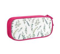 HAHAFU White Natural Greenery Twig Double Layer Large Capacity Pencil Case, Full Print Oxford-Cloth Pencil Pouch with Multiple Compartments,Customizable Smooth Zipper Stationery Bag