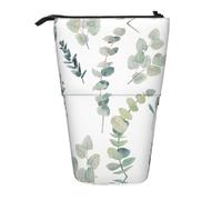 HAHAFU White Natural Greenery Twig Telescopic Pencil Case, Oxford-Cloth Adjustable Pencil Pouch with Zipper, Multi-Functional Portable Stationery Bag for School Office