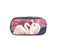 HAHAFU White Swans with Floral Tree Clear Pencil Case with Full Print On Front Panel,Transparent PVC Pouch, Lightweight Wear-Resistant, Zipper Closure for School, Office, Travel
