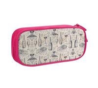 HAHAFU Wine and Winemaking Winery Grape Field Double Layer Large Capacity Pencil Case, Full Print Oxford-Cloth Pencil Pouch with Multiple Compartments,Customizable Smooth Zipper Stationery Bag