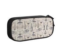 HAHAFU Wine and Winemaking Winery Grape Field Double Layer Large Capacity Pencil Case, Full Print Oxford-Cloth Pencil Pouch with Multiple Compartments,Customizable Smooth Zipper Stationery Bag