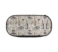 HAHAFU Wine and Winemaking Winery Grape Field Double Zipper Pencil Case Makeup Bag,Large Capacity Crush-Resistant Polyester Organizer for School Office Travel (Full Print Design)